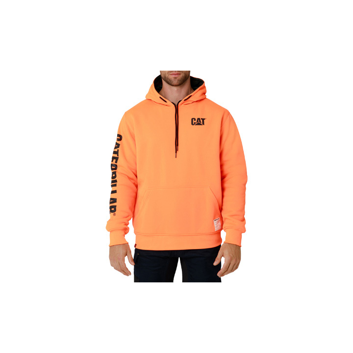 Caterpillar Reversible Banner Philippines - Mens Hoodies - Black/Orange 16897JNDF